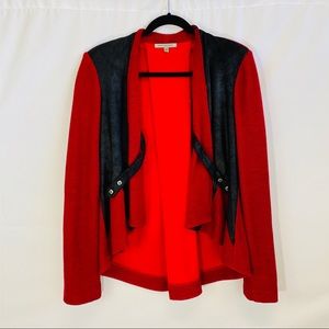 People Like Frank Anthropologie Red Flowy Cardigan